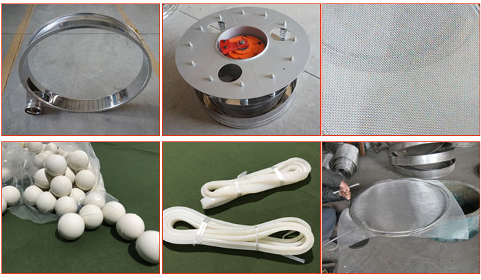 800型全不锈钢振动筛配件有：振动筛筛框，电机，不锈钢筛网等。