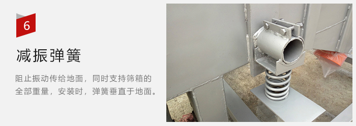 减振弹簧为减少筛箱与支撑装置之间的摩擦而产生。