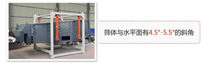 方形摇摆筛筛体与水平面有4.5°--5.5°的斜角。